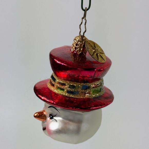 Christopher Radko Glass Christmas Ornament Handcrafted Snow Smirks Gem Snowman - Picture 4 of 9
